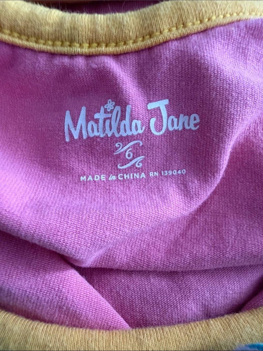 Matilda Jane Pink One-Piece Bodysuit with Yellow Trim